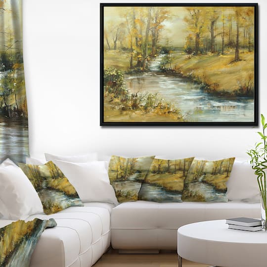Designart - Brook in Autumn Oil Painting